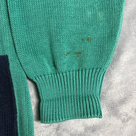 Vintage 90s Iceberg Made in Italy Beer Fishing Graphic Knit Cotton Sweater Sz XL